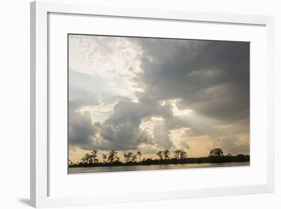 Sunburst through clouds on the Pacaya River, Upper Amazon River Basin, Loreto, Peru, South America-Michael Nolan-Framed Photographic Print