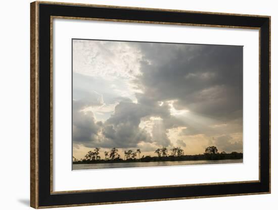 Sunburst through clouds on the Pacaya River, Upper Amazon River Basin, Loreto, Peru, South America-Michael Nolan-Framed Photographic Print