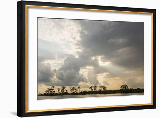 Sunburst through clouds on the Pacaya River, Upper Amazon River Basin, Loreto, Peru, South America-Michael Nolan-Framed Photographic Print