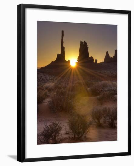 Sunburst Through the Totem Pole Formation in Monument Valley, Utah-Stocktrek Images-Framed Photographic Print