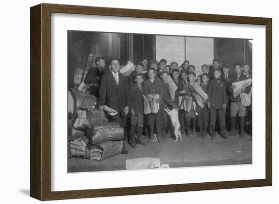 Sunday 5 Am Newsies-Lewis Wickes Hine-Framed Photo