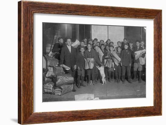 Sunday 5 Am Newsies-Lewis Wickes Hine-Framed Photo