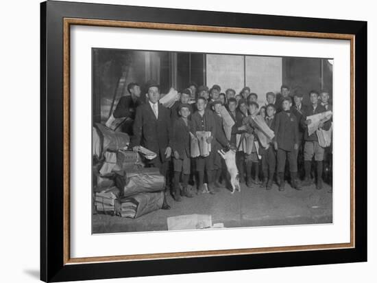 Sunday 5 Am Newsies-Lewis Wickes Hine-Framed Photo