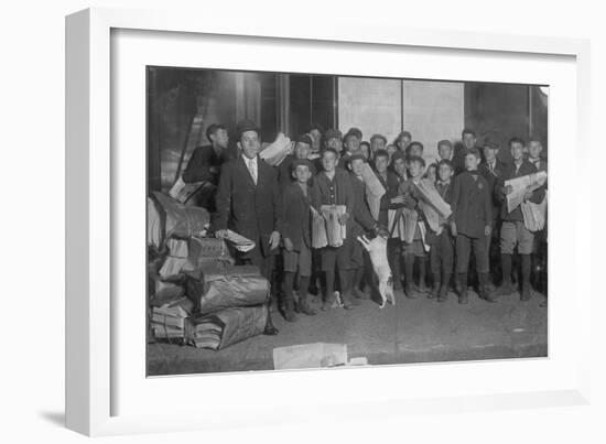 Sunday 5 Am Newsies-Lewis Wickes Hine-Framed Photo