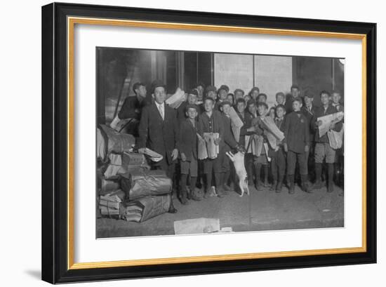 Sunday 5 Am Newsies-Lewis Wickes Hine-Framed Photo