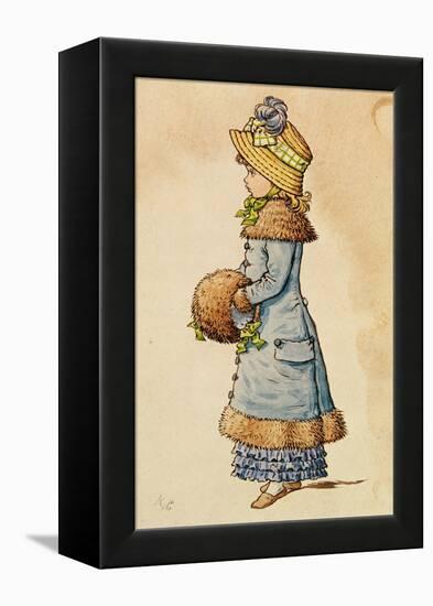 Sunday Best - Young Girl in Blue, 19Th Century 9Colour Lithograph)-Kate Greenaway-Framed Premier Image Canvas