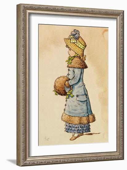 Sunday Best - Young Girl in Blue, 19Th Century 9Colour Lithograph)-Kate Greenaway-Framed Giclee Print