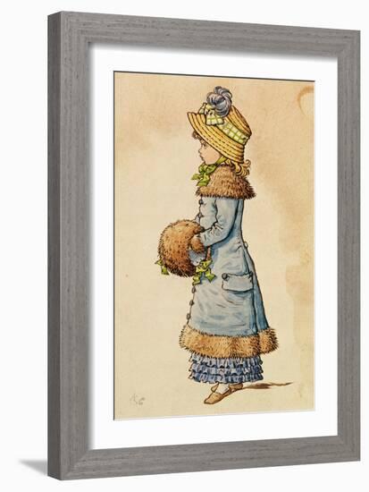 Sunday Best - Young Girl in Blue, 19Th Century 9Colour Lithograph)-Kate Greenaway-Framed Giclee Print