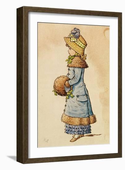 Sunday Best - Young Girl in Blue, 19Th Century 9Colour Lithograph)-Kate Greenaway-Framed Giclee Print