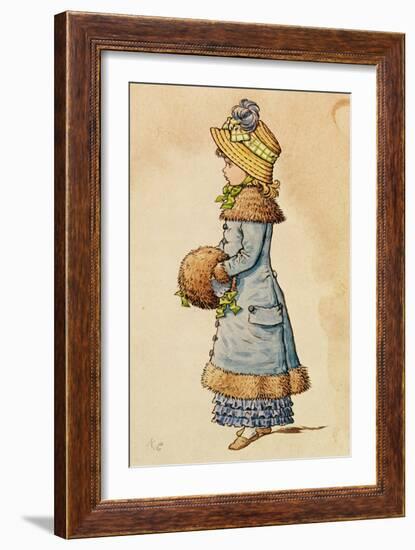 Sunday Best - Young Girl in Blue, 19Th Century 9Colour Lithograph)-Kate Greenaway-Framed Giclee Print