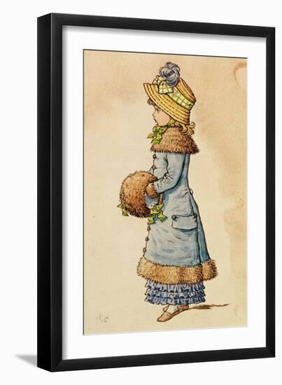 Sunday Best - Young Girl in Blue, 19Th Century 9Colour Lithograph)-Kate Greenaway-Framed Giclee Print