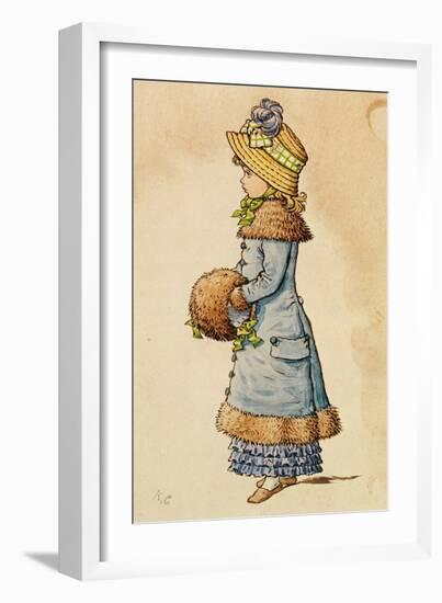 Sunday Best - Young Girl in Blue, 19Th Century 9Colour Lithograph)-Kate Greenaway-Framed Giclee Print