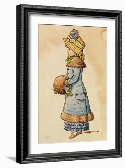 Sunday Best - Young Girl in Blue, 19Th Century 9Colour Lithograph)-Kate Greenaway-Framed Giclee Print