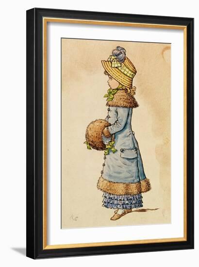 Sunday Best - Young Girl in Blue, 19Th Century 9Colour Lithograph)-Kate Greenaway-Framed Giclee Print