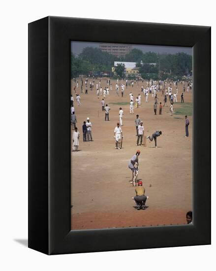 Sunday Cricket, New Delhi, India-David Lomax-Framed Premier Image Canvas