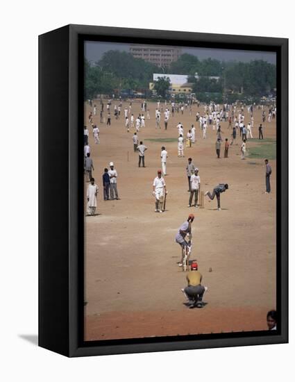 Sunday Cricket, New Delhi, India-David Lomax-Framed Premier Image Canvas