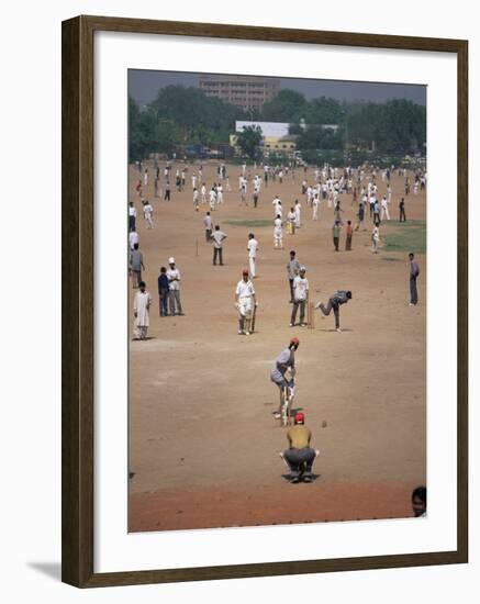 Sunday Cricket, New Delhi, India-David Lomax-Framed Photographic Print