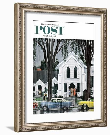 "Sunday Rain" Saturday Evening Post Cover, May 24, 1958-E. Melbourne Brindle-Framed Giclee Print