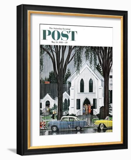 "Sunday Rain" Saturday Evening Post Cover, May 24, 1958-E. Melbourne Brindle-Framed Giclee Print
