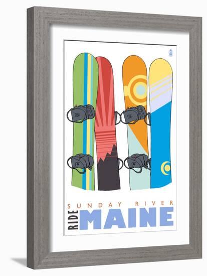 Sunday River, Maine, Snowboards in the Snow-Lantern Press-Framed Art Print