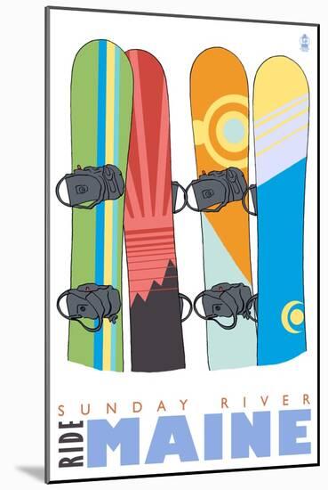 Sunday River, Maine, Snowboards in the Snow-Lantern Press-Mounted Art Print