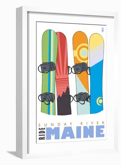 Sunday River, Maine, Snowboards in the Snow-Lantern Press-Framed Premium Giclee Print