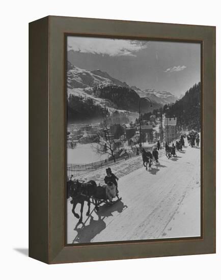 Sunday Sleigh-Rides in Snow-Covered Winter-Resort Village St. Moritz-Alfred Eisenstaedt-Framed Premier Image Canvas