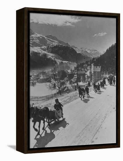 Sunday Sleigh-Rides in Snow-Covered Winter-Resort Village St. Moritz-Alfred Eisenstaedt-Framed Premier Image Canvas