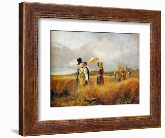 Sunday Stroll, 1841 (Oil on Wood)-Carl Spitzweg-Framed Giclee Print