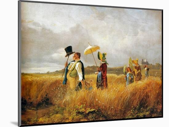 Sunday Stroll, 1841 (Oil on Wood)-Carl Spitzweg-Mounted Giclee Print