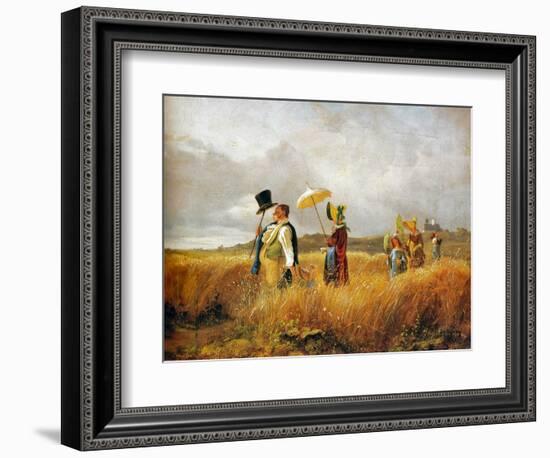 Sunday Stroll, 1841 (Oil on Wood)-Carl Spitzweg-Framed Giclee Print