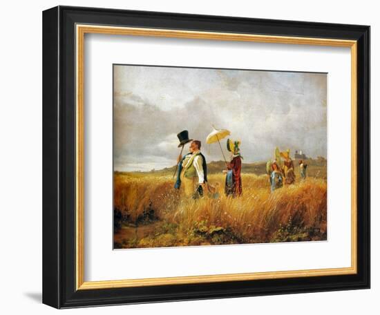 Sunday Stroll, 1841 (Oil on Wood)-Carl Spitzweg-Framed Giclee Print