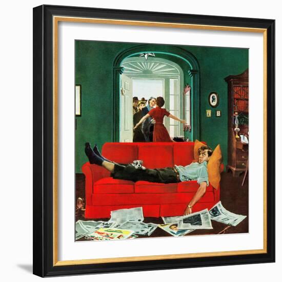 "Sunday Visitors", February 6, 1954-George Hughes-Framed Giclee Print