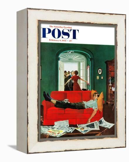 "Sunday Visitors" Saturday Evening Post Cover, February 6, 1954-George Hughes-Framed Premier Image Canvas