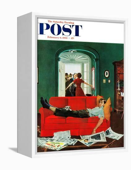 "Sunday Visitors" Saturday Evening Post Cover, February 6, 1954-George Hughes-Framed Premier Image Canvas
