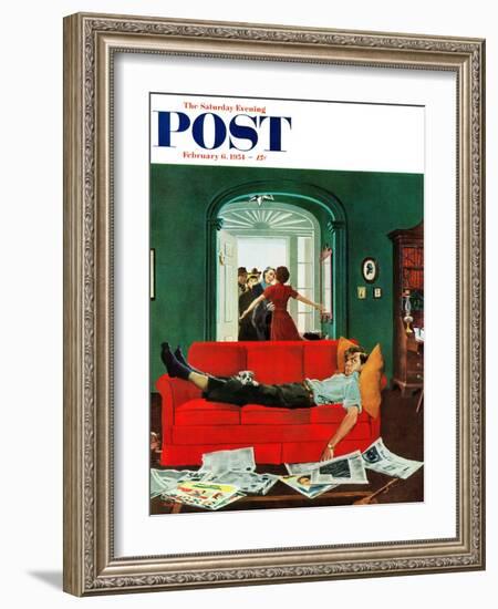 "Sunday Visitors" Saturday Evening Post Cover, February 6, 1954-George Hughes-Framed Giclee Print