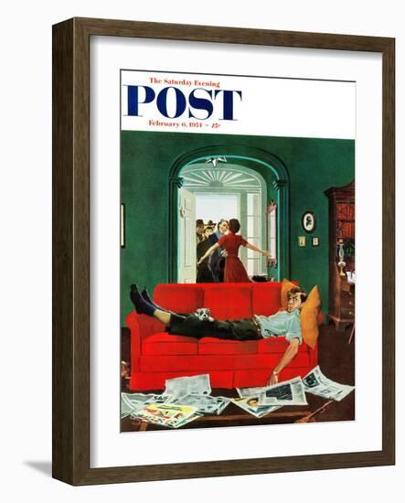 "Sunday Visitors" Saturday Evening Post Cover, February 6, 1954-George Hughes-Framed Giclee Print