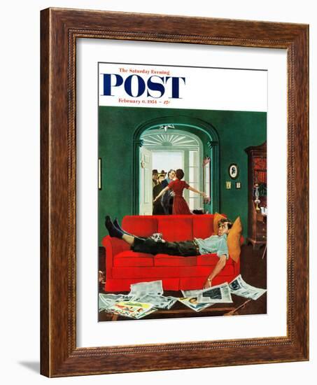 "Sunday Visitors" Saturday Evening Post Cover, February 6, 1954-George Hughes-Framed Giclee Print