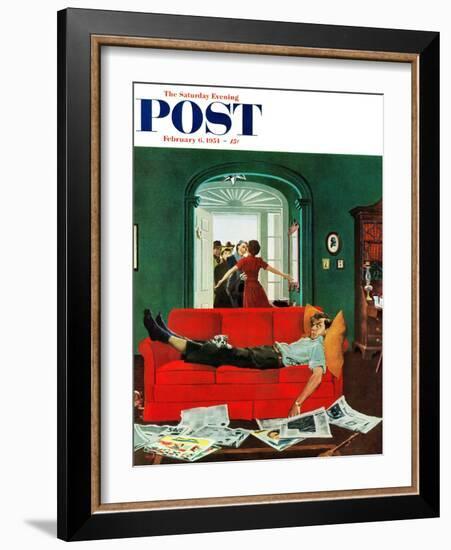 "Sunday Visitors" Saturday Evening Post Cover, February 6, 1954-George Hughes-Framed Giclee Print