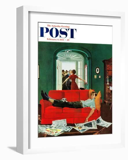 "Sunday Visitors" Saturday Evening Post Cover, February 6, 1954-George Hughes-Framed Giclee Print