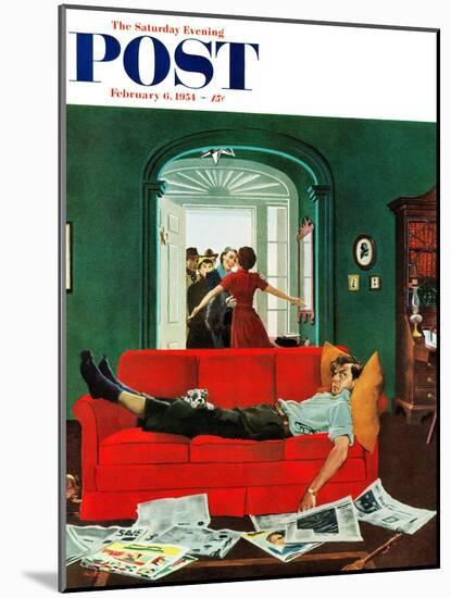 "Sunday Visitors" Saturday Evening Post Cover, February 6, 1954-George Hughes-Mounted Giclee Print