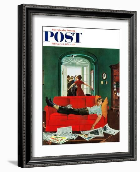 "Sunday Visitors" Saturday Evening Post Cover, February 6, 1954-George Hughes-Framed Giclee Print