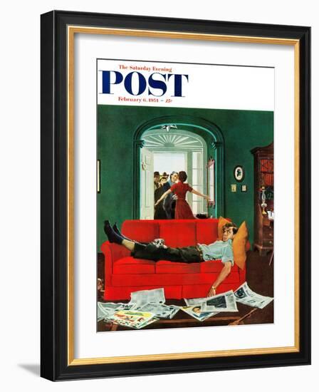 "Sunday Visitors" Saturday Evening Post Cover, February 6, 1954-George Hughes-Framed Giclee Print