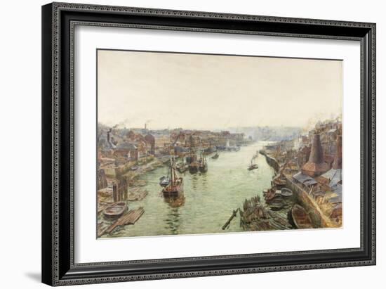 Sunderland, Holmes Wharf (Watercolour (Heightened with White) and Scratching Out on Paper)-Thomas Marie Madawaska Hemy-Framed Giclee Print