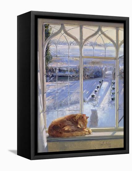 Sundial and Cat-Timothy Easton-Framed Premier Image Canvas