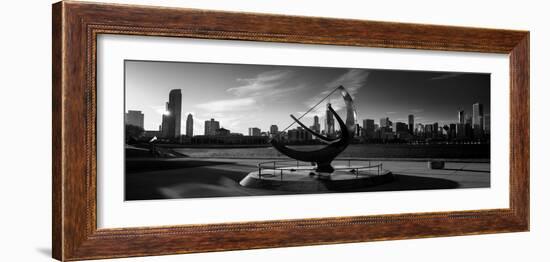 Sundial and Chicago IL BW-Steve Gadomski-Framed Photographic Print