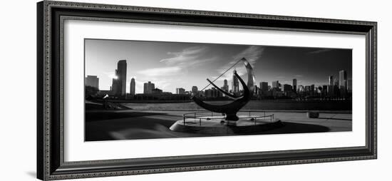 Sundial and Chicago IL BW-Steve Gadomski-Framed Photographic Print