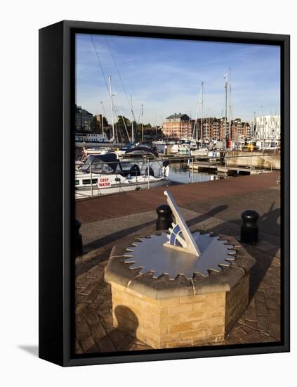 Sundial at Ipswich Haven Marina, Ipswich, Suffolk, England, United Kingdom, Europe-Mark Sunderland-Framed Premier Image Canvas