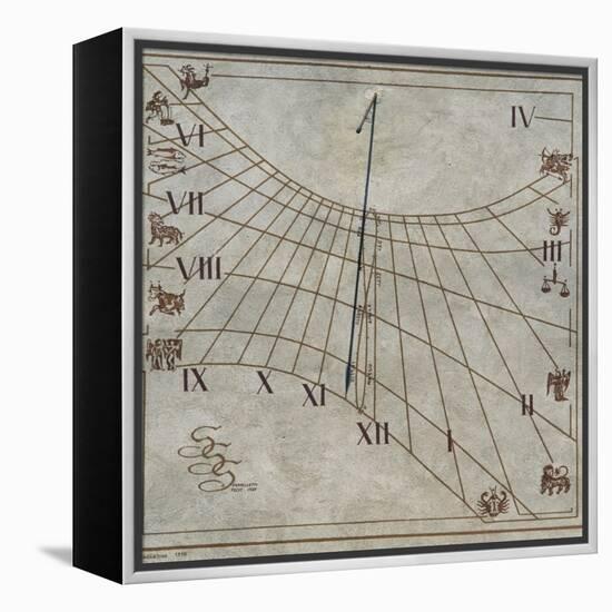 Sundial on Wall of House in Contignano, Val D'Orcia, Tuscany, Italy-null-Framed Premier Image Canvas