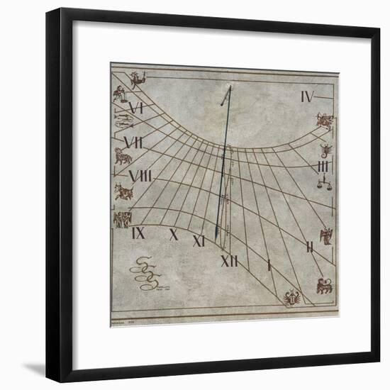 Sundial on Wall of House in Contignano, Val D'Orcia, Tuscany, Italy-null-Framed Giclee Print